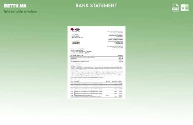 Модерен стил на шаблон за зборови од банкарски извод од првиот век на САД